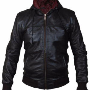 Air force Bomber Hooded Leather Jacket